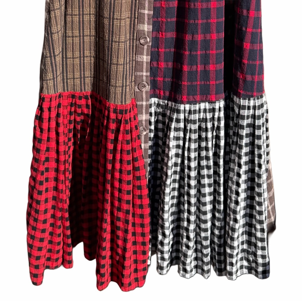 Tov Holy Los Angeles Plaid Patchwork Button Maxi Skirt Women’s Size M - Picture 5 of 9